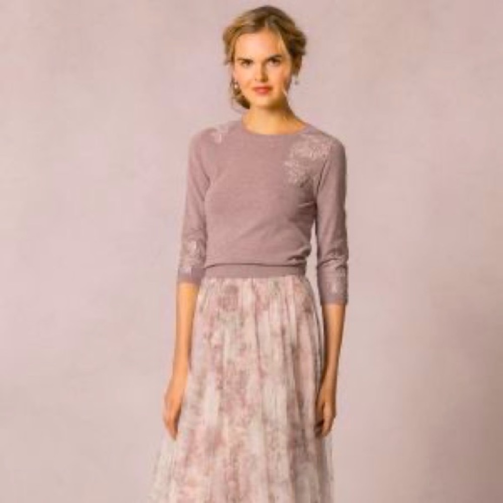 Jenny Yoo sequence embellished 3/4 sleeve sweater